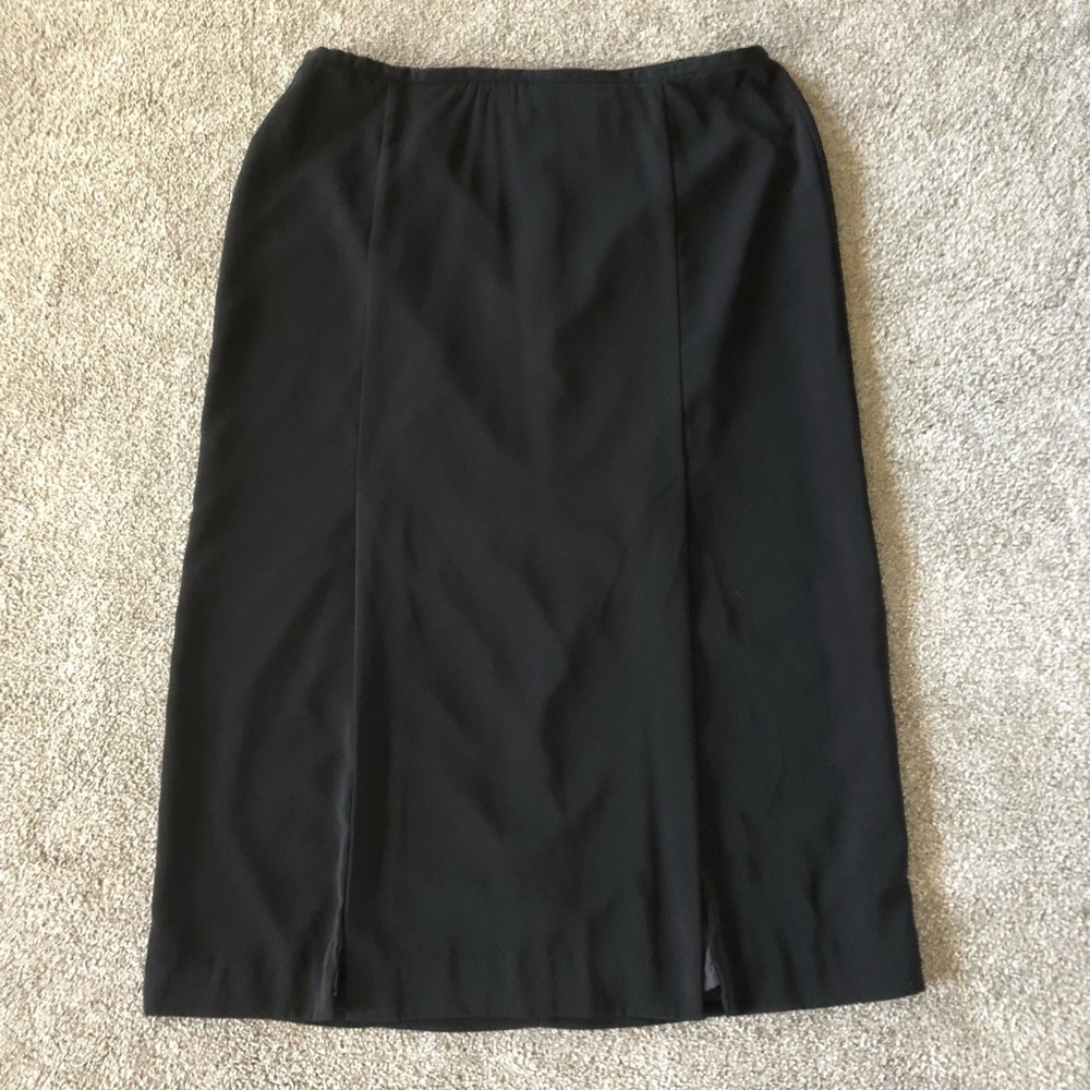 Norton McNaughton Women's 18 Maxi Skirt Black Career Classic 2 Front Slits